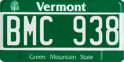 VT license plate BMC938