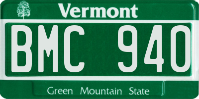 VT license plate BMC940