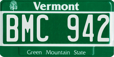 VT license plate BMC942