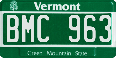 VT license plate BMC963
