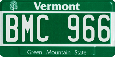 VT license plate BMC966