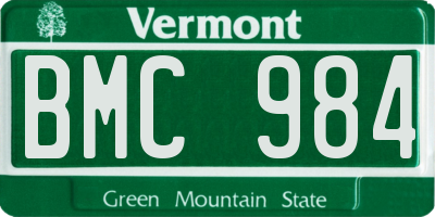 VT license plate BMC984