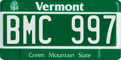VT license plate BMC997