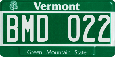 VT license plate BMD022