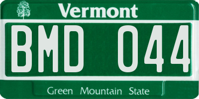 VT license plate BMD044