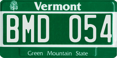 VT license plate BMD054