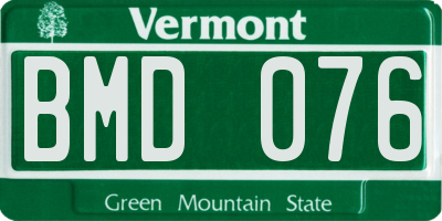 VT license plate BMD076