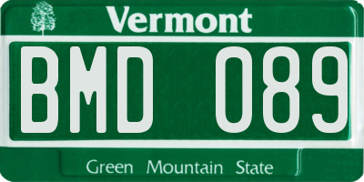 VT license plate BMD089