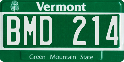 VT license plate BMD214