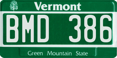 VT license plate BMD386