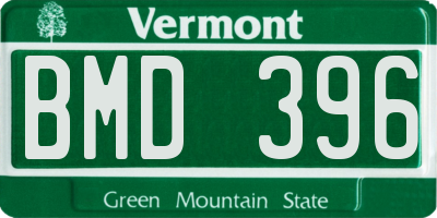 VT license plate BMD396