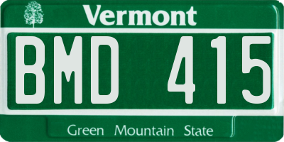 VT license plate BMD415