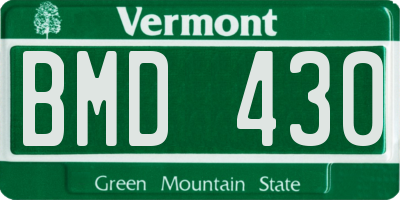 VT license plate BMD430