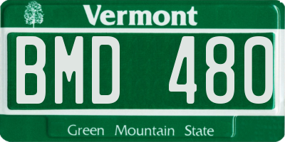 VT license plate BMD480