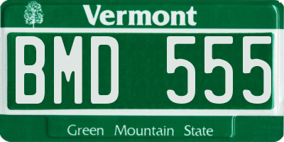 VT license plate BMD555