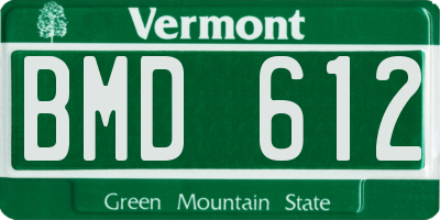 VT license plate BMD612