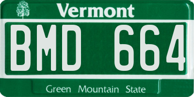 VT license plate BMD664