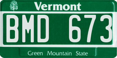 VT license plate BMD673