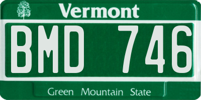 VT license plate BMD746