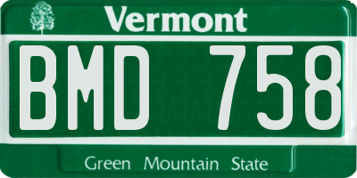 VT license plate BMD758