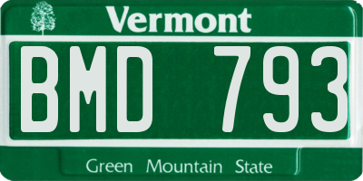 VT license plate BMD793