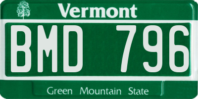 VT license plate BMD796