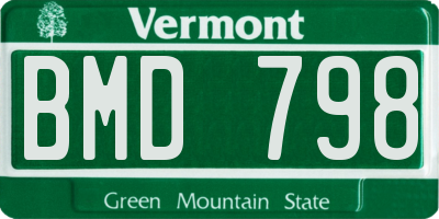 VT license plate BMD798