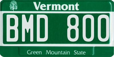 VT license plate BMD800