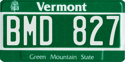 VT license plate BMD827