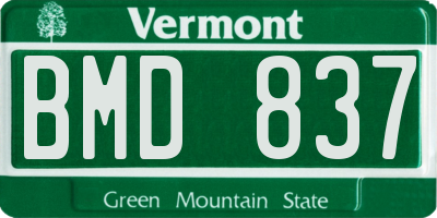 VT license plate BMD837