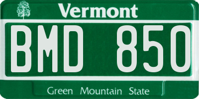 VT license plate BMD850