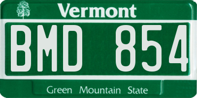 VT license plate BMD854