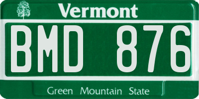 VT license plate BMD876