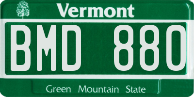 VT license plate BMD880