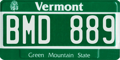 VT license plate BMD889