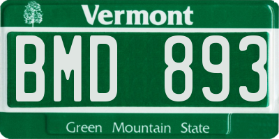 VT license plate BMD893