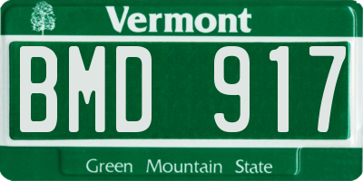 VT license plate BMD917