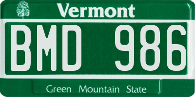 VT license plate BMD986