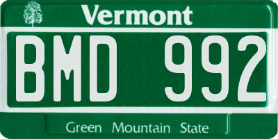 VT license plate BMD992