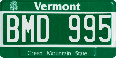 VT license plate BMD995