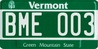 VT license plate BME003