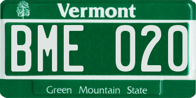VT license plate BME020
