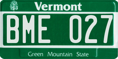 VT license plate BME027