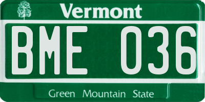 VT license plate BME036