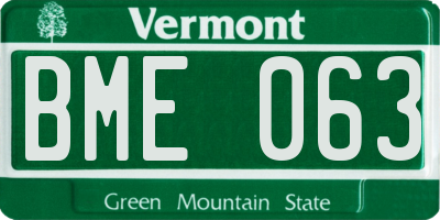 VT license plate BME063