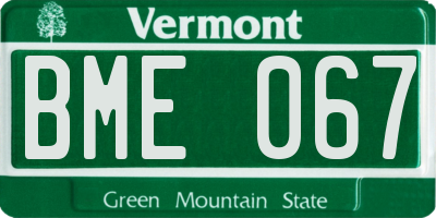 VT license plate BME067