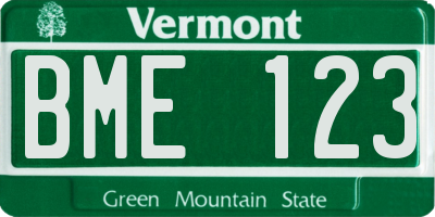 VT license plate BME123