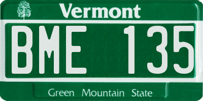 VT license plate BME135