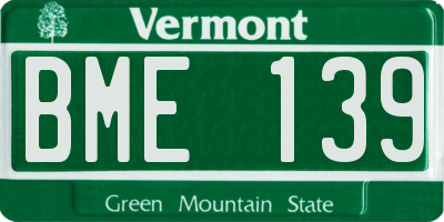 VT license plate BME139