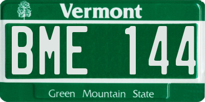VT license plate BME144